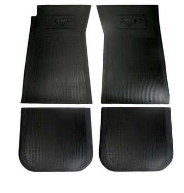 Rubber Floor Mat Set W/ Running Horse Logo Mustang 65-73