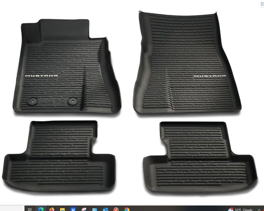 MUSTANG 2024 ALL WEATHER FLOOR LINERS, 4-PC SET W/MUSTANG LOGO ON FRONTS